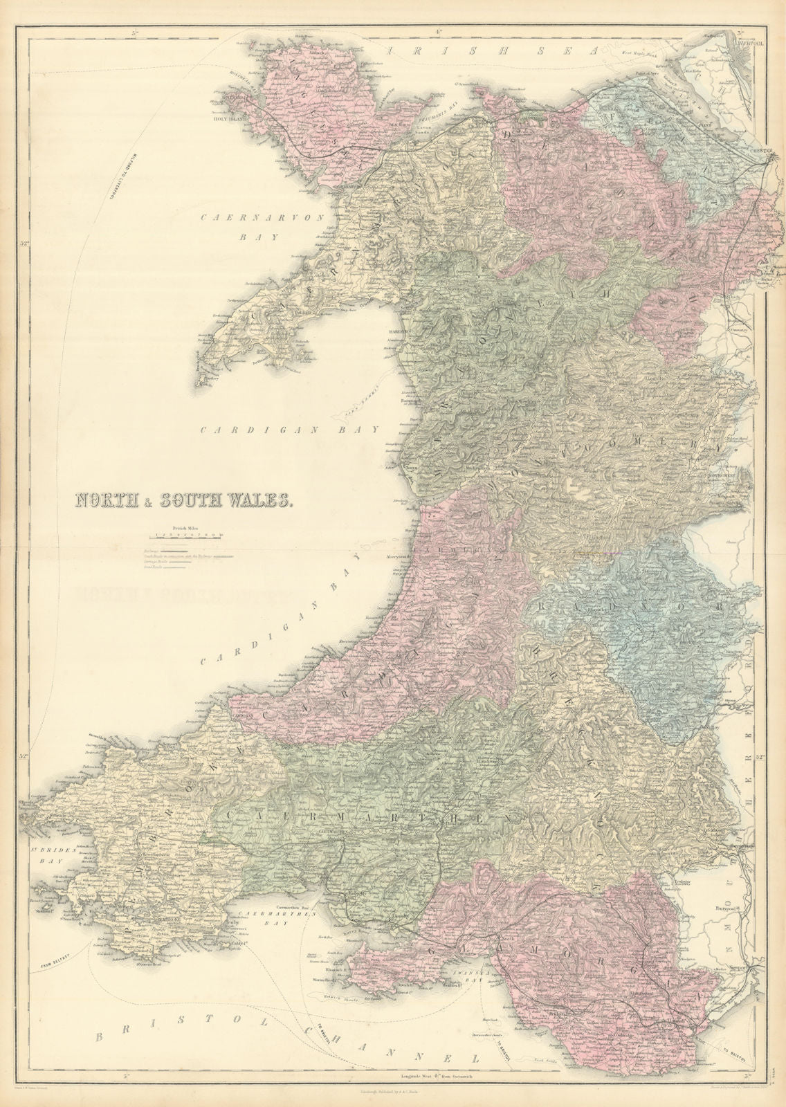 North & South Wales. Counties. SIDNEY HALL 1854 old antique map plan chart